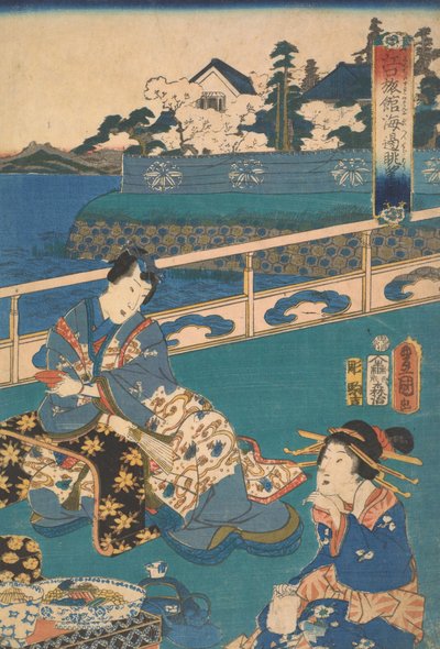Viewing the Seashore at the Eguchi Inn (one of a triptych) by Kunisada